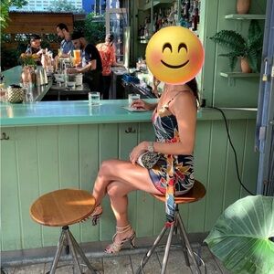 Club Monaco Floral Wrap Romper with Red and Gold Accents